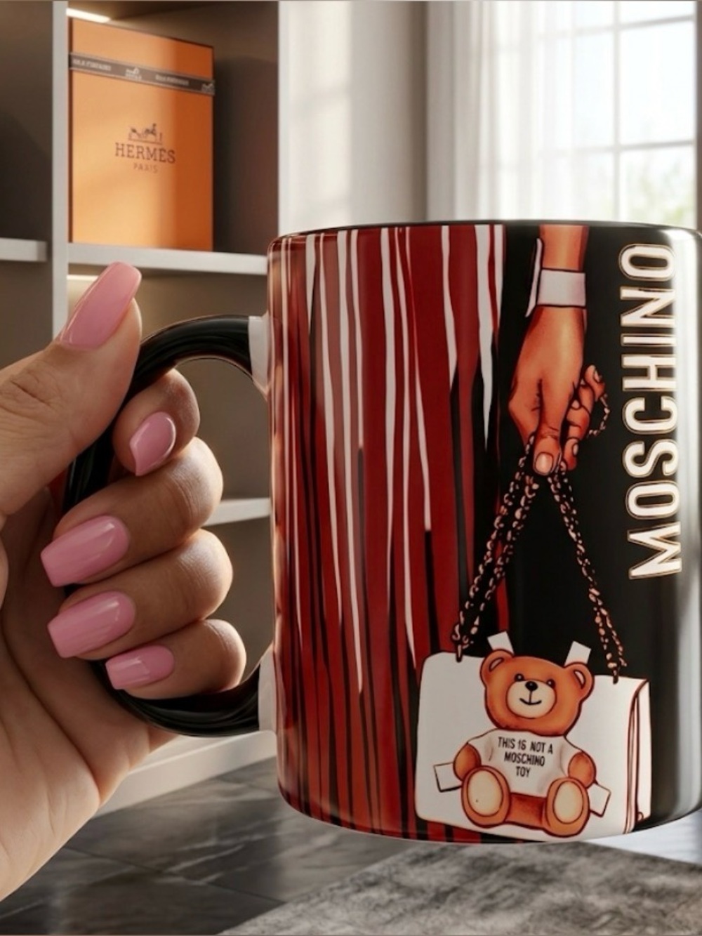 Coach Blue and Multicolor Patterned Mug
